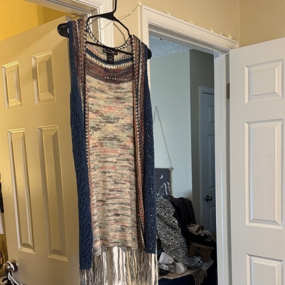 United States Sweaters || Elegant Multicolor Fringe Sweater (S)